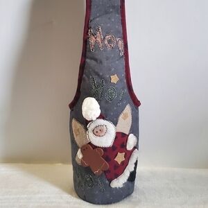 CHRISTMAS Holiday Santa Stars Gingerbread Wine Holder Bag